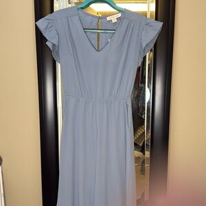 Monteau Sky Blue Flutter Sleeve Jumpsuit
